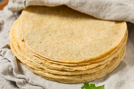 Homemade Organic Mexican Corn Tortillas Ready to Useの写真素材
