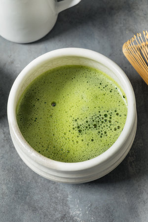 Homemade Green Japanese Matcha Tea in a Traditional Bowl