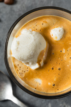 Homemade Coffee Affogato Gelato Ice Cream in a Cup