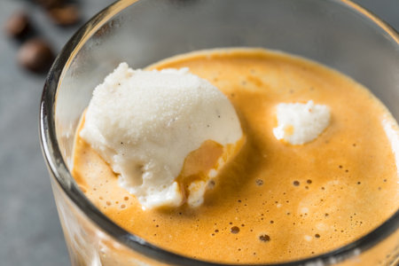 Homemade Coffee Affogato Gelato Ice Cream in a Cup