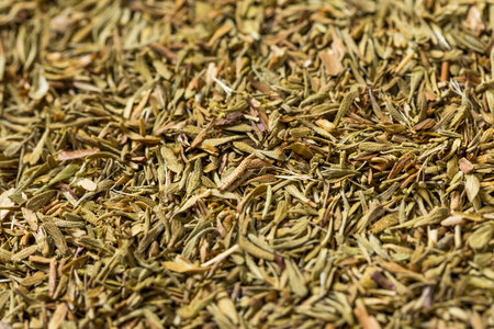 Organic Healthy Dried Thyme Spice in a Bowlの写真素材