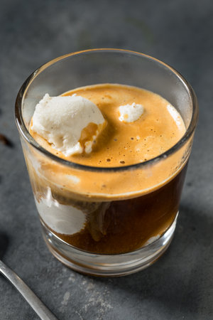 Homemade Coffee Affogato Gelato Ice Cream in a Cup