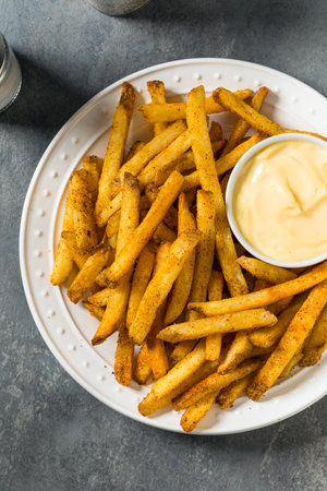 Spicy Homemade Asian French Fries with Seasoning and Mayo