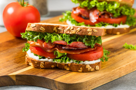 Healthy Homemade Bacon Lettuce Tomato BLT Sandwich with Mayo