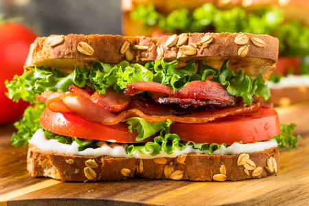 Healthy Homemade Bacon Lettuce Tomato BLT Sandwich with Mayo