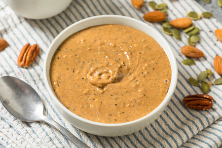 Organic Homemade Seed and Nut Butter with Almonds Cashews and Chiaの写真素材