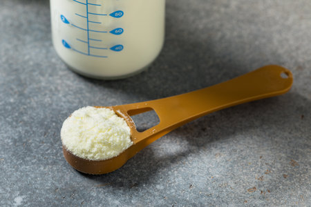 Organic Dry Powdered Baby Formula for a Bottleの写真素材