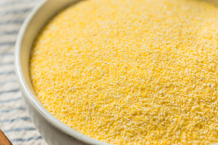 Organic Dry Polenta Corn Meal Flour in a Bowl