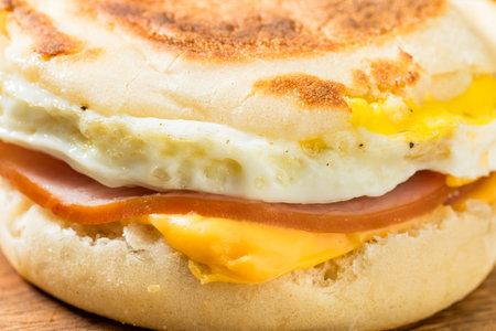 Homemade English Egg Muffin Sandwich with Cheese