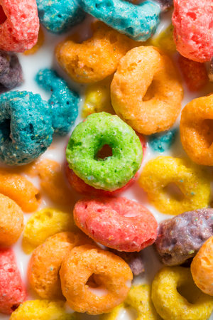 Sweet Fruity Kids Breakfast Cereal with Whole Milk