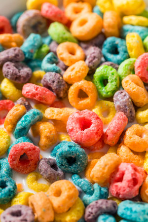 Sweet Fruity Kids Breakfast Cereal with Whole Milk