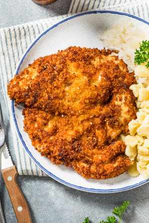 Homemade German Chicken Weiner Schnitzel with Speatzle