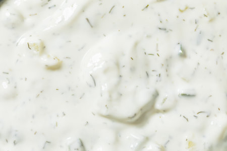 Healthy Homemade Cucumber Tzatzki Yogurt Sauce with Dillの写真素材