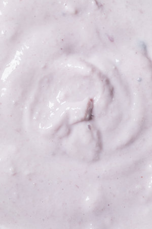 Healthy Homemade Blueberry Yogurt for Breakfast in a Bowlの写真素材