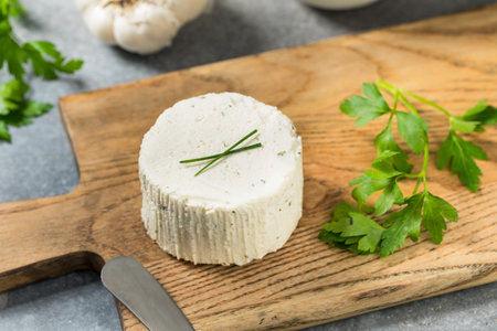 Healthy White Herby Chevre Cheese with Garlic Ready to Eat