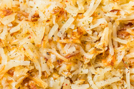 Healthy HOmemade Crispy Shredded Hashbrowns with Salt and Pepperの写真素材