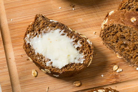 Homemade Whole Wheat Brown Bread with Salted Butter