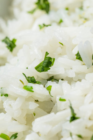 Homemade Mexican Cilantro Lime Rice in a Bowl to Eatの写真素材