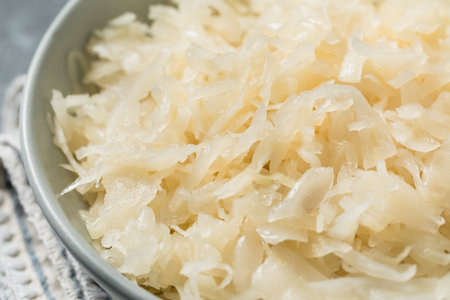 Organic Raw White German Sauerkraut to Eat in a Bowlの写真素材