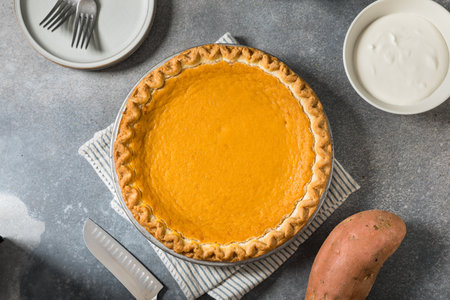 Homemade Festive Sweet Potato Pie for Thanksgiving and Christmasの写真素材