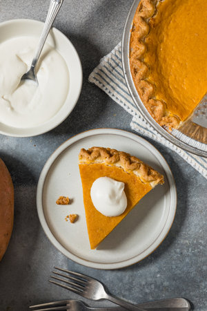 Homemade Festive Sweet Potato Pie for Thanksgiving and Christmasの写真素材
