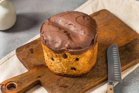 Sweet Festive Italian Chocolate Panettone Cake for Christmas Ready to Eatの写真素材