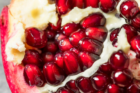 Sweet Organic Raw Red Pomegranate Fruit Ready to Eatの写真素材
