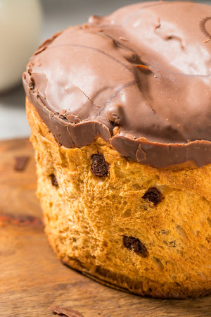 Sweet Festive Italian Chocolate Panettone Cake for Christmas Ready to Eatの写真素材