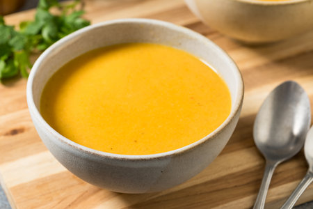 Smooth Homemade Butternut Squash Soup for the Holidaysの写真素材