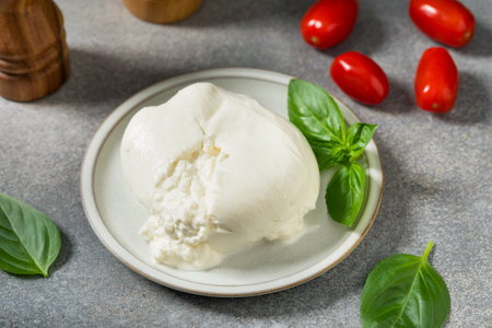 Healthy Organic White Burrata Mozzarella Cheese Ready to Cook