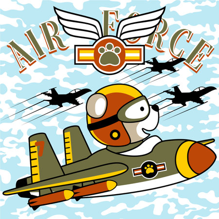 Cute bear on fighter jetのイラスト素材