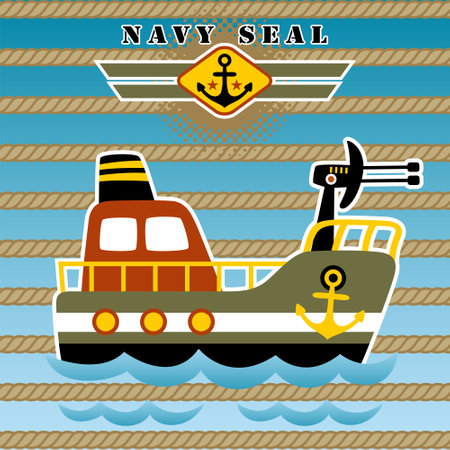 vector cartoon of warship illustrationのイラスト素材