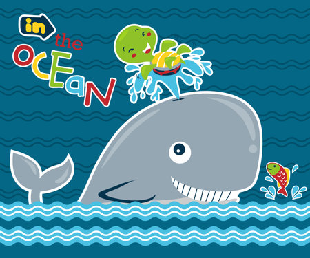 Vector cartoon illustration of marine animalsのイラスト素材