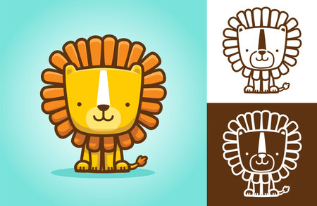 Smiling cute lion. Vector cartoon illustration in flat icon styleのイラスト素材