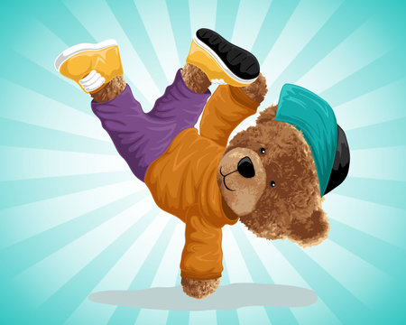 vector illustration of bear doll break dancingのイラスト素材