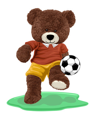 vector illustration of bear doll playing soccerのイラスト素材
