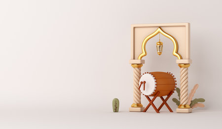 Ramadan Kareem or Eid al Adha background, 3d renderの写真素材