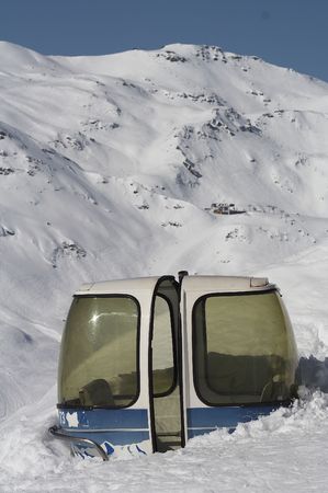 cable car in snowの写真素材