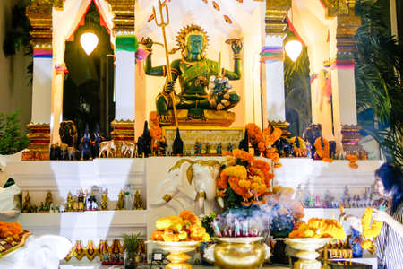 BANGKOK, THAILAND - JANUARY 6, 2018: Amarindra Dhiraja statue is the supreme kindness god who helps and protect human from an evil. This statue is located on Amarin Plaza in Bangkok, Thailandのeditorial素材