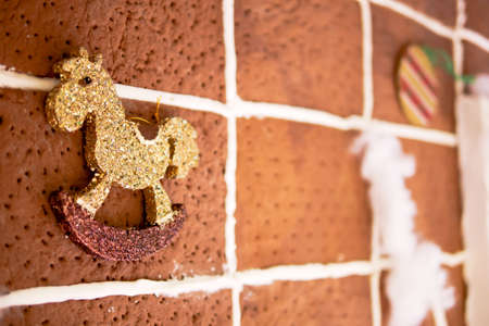 gift box on brown bread background in Christmas celebration