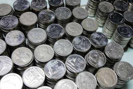 That baht currency coins that are sorted on white or isolated background that ready for using in...