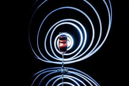 Beautiful future or creative light and glass in the black backgroundの写真素材