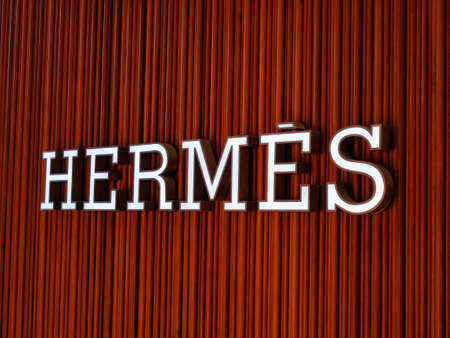BANGKOK, THAILAND - APRIL 20, 2017: Logo of the brand "Hermes" in front of the store at Central Embassy branch that opened for tourism to shop everyday between 10AM-8PM.のeditorial素材