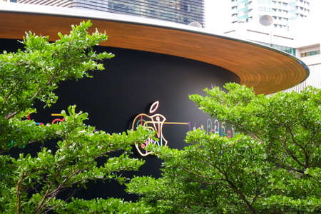 BANGKOK, THAILAND - JULY 23, 2020: The 2nd Apple Store is under construction at CentralWorld, the largest shopping mall in Bangkok.のeditorial素材