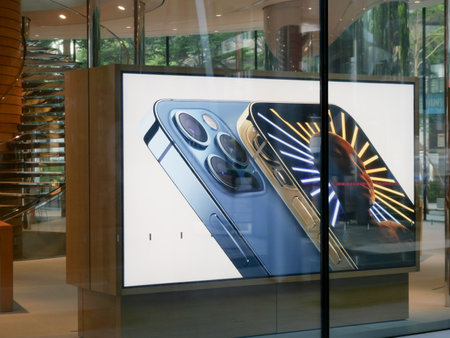 Bangkok, Thailand - August 29, 2021: Apple Centralworld is temporarily closed due to covid-19...