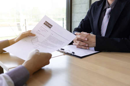 Job seeker presentation about himself with interview employee for job interview in the office, Job...