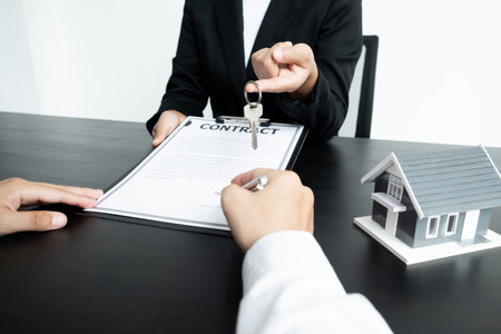 The customer is signing a rental contract for a house, Property concept.の写真素材