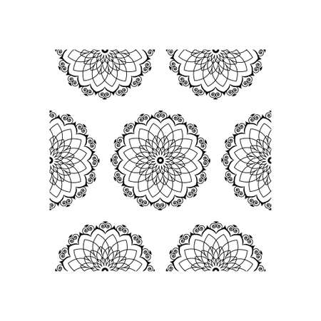 Beautiful Indian Traditional and Cultural Rangoli mandala design concept of floral art isolated on white background is in Seamless patternのイラスト素材