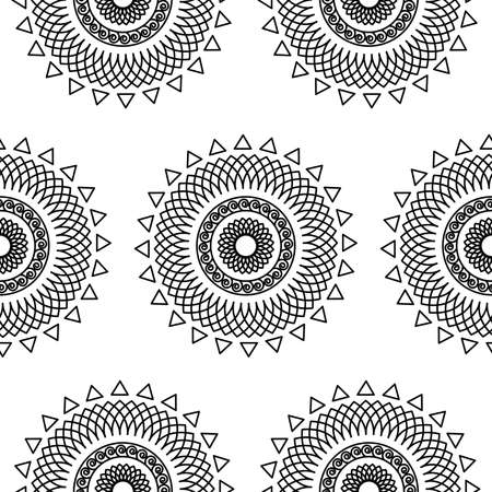 Beautiful Indian Traditional and Cultural Rangoli mandala design concept of floral art isolated on white background is in Seamless patternのイラスト素材