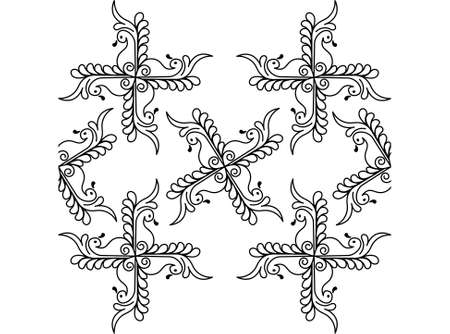 Indian traditional and Cultural Rangoli mandala design concept of floral line art isolated on white background is in Seamless patternのイラスト素材